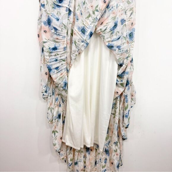 Penelope Rose White Blue Peach Floral V Neck Tiered Maxi Tank Dress NEW - Picture 13 of 16